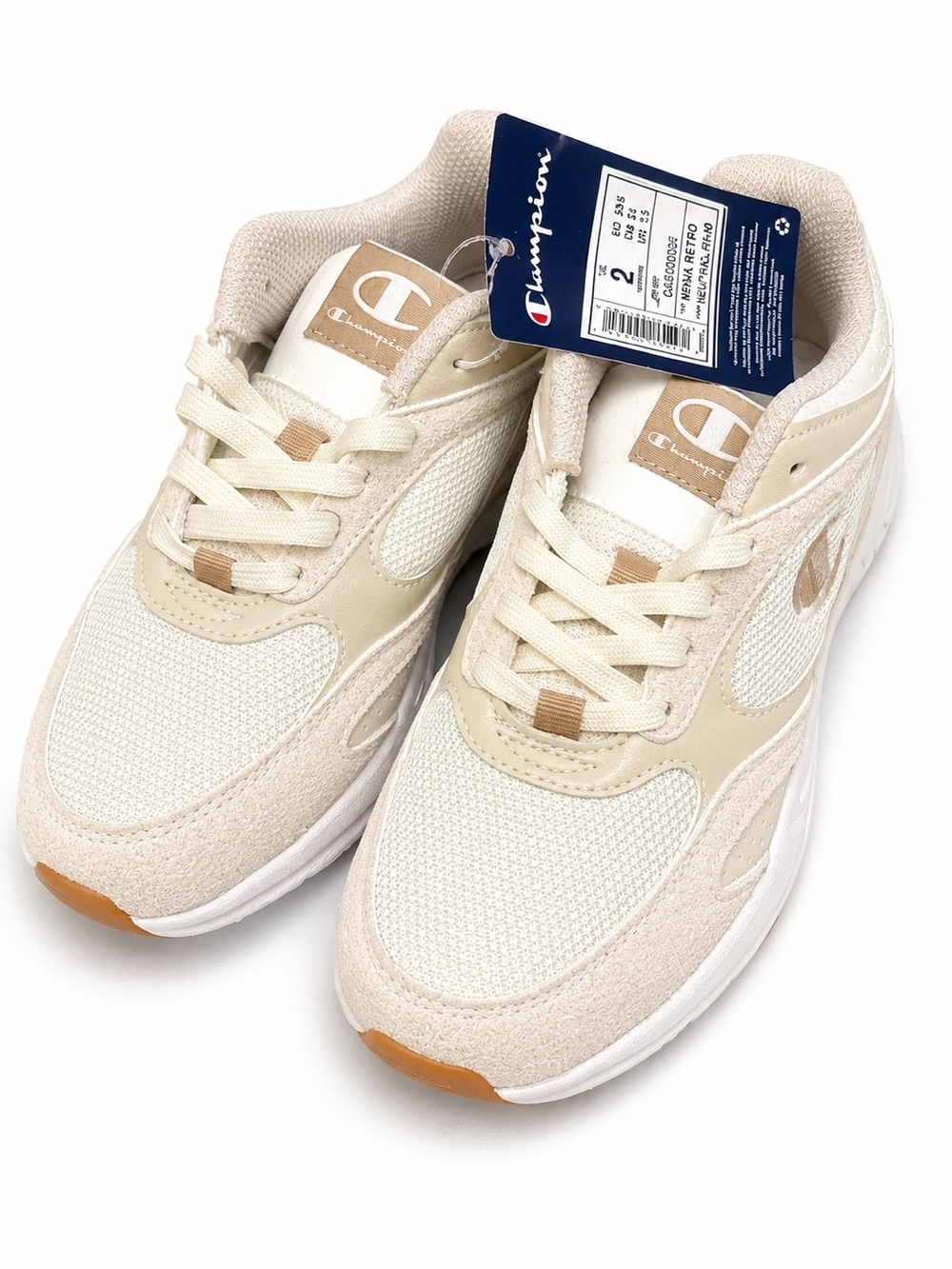 Champion Kids Cream & White Low-Top Sneakers